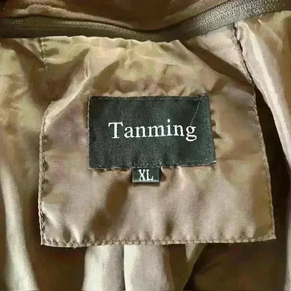 Faux Leather Jacket with Removeable Zip In Cotton Hood, Brown Size XL - Picture 5 of 7